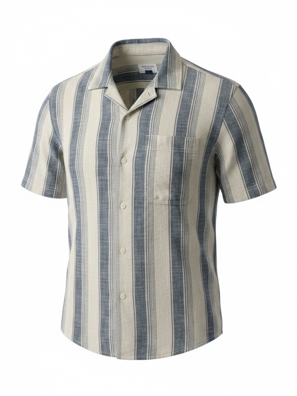 American Eagle Outfitters Short-Sleeve Vertical Stripe Shirt in Cream and Blue